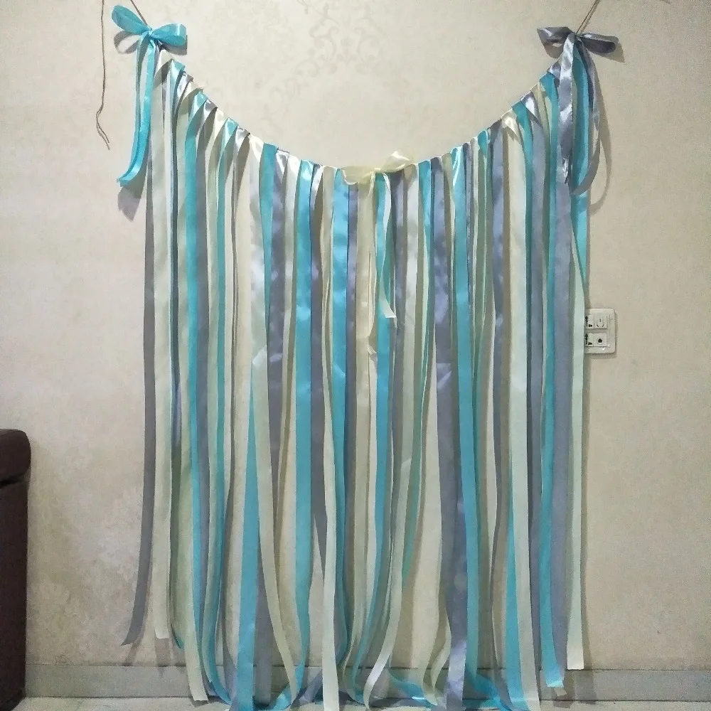 Frozen Inspired Party Backdrops Handmade Ribbon Rag Tie Garland Reserving Table Photography Props