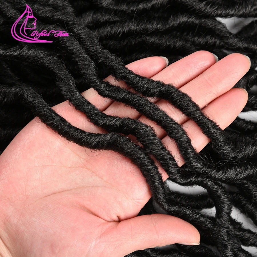 Refined Hair Faux Locs Curly Goddess locs Crochet Hair Bluk 18inch Long Woman Synthetic Braiding hair Extensions 24 strands/pc