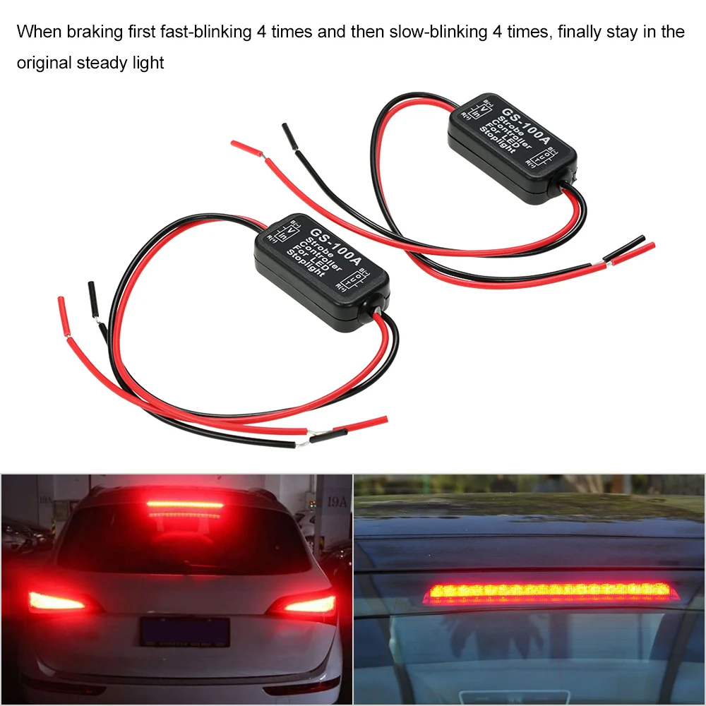 

2 PCS GS-100A Flash Strobe Controller Brake Light Flasher Module for Car LED Brake Stop Tail Lamp DC 6-30V Signal Lamp