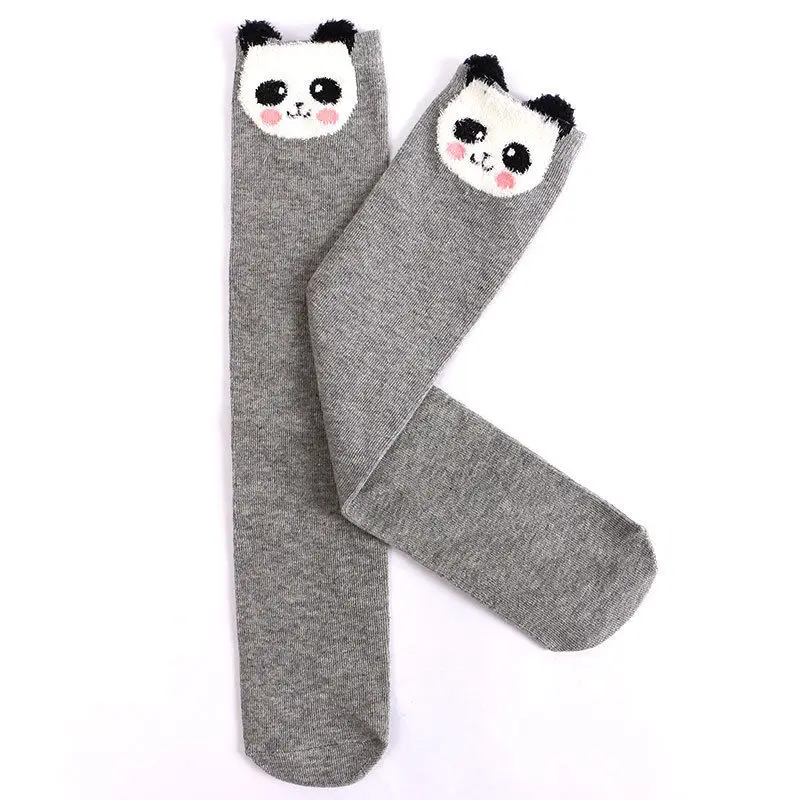 Лидер продаж детские гольфы детей каваи 3D мультфильм животных теплые носки новинка года детские хлопковые Сапоги выше колена длинные носки - Цвет: Gray Panda