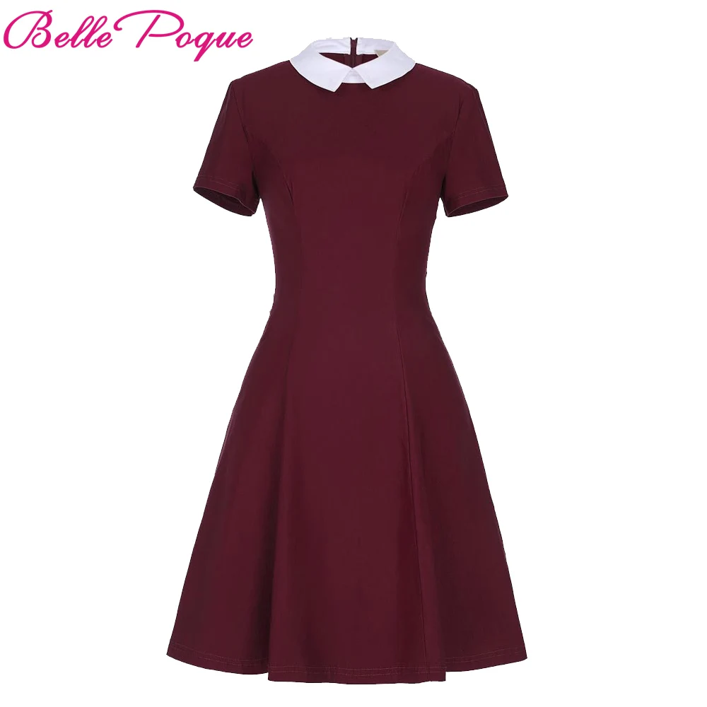 Belle Poque Womens Vintage Elegant 3//4 Sleeve Velvet Belt Swing Party Dress with Pockets 2017