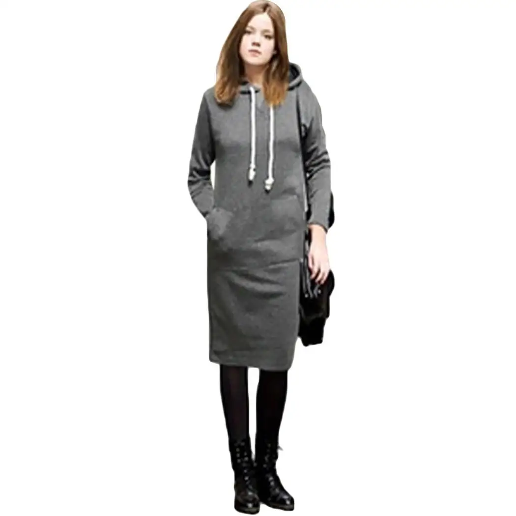 

Pocket Hip New Sleeve Casual Sports Long Long Package Thick Women Hooded Tops