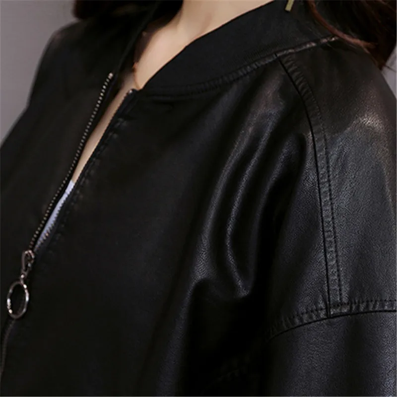 Vêtements 2018 Femmes Manteau Moto Veste Pu Casual Cape Harajuku Printemps Rue Capuche Arrivée Nouvelle Bomber 7SqvA1