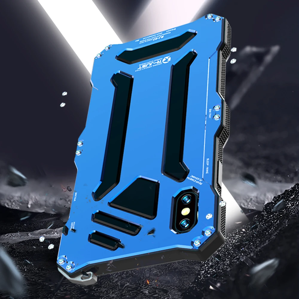 

R-just original design Aluminum Phone Case for Iphone X XS Max XR Armor Case for Iphone XS MAX XR Anti-knock Metal Case Phone