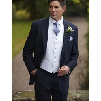

New Navy Blue men wedding suits terno masculino 2019 costume homme blazer smoking slim fit blazer Mens Suit (jacket+pants+vest)