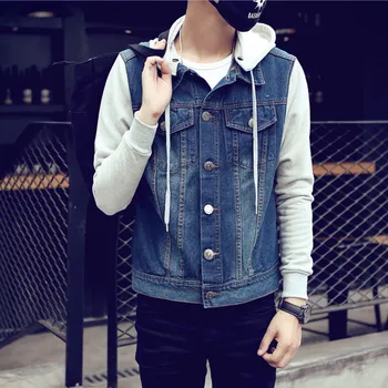 

Denim Jacket Men Hooded sportswear Outdoors Casual fashion Jeans Jackets Hoodies Cowboy Mens Jacket and Coat Plus Size 5XL