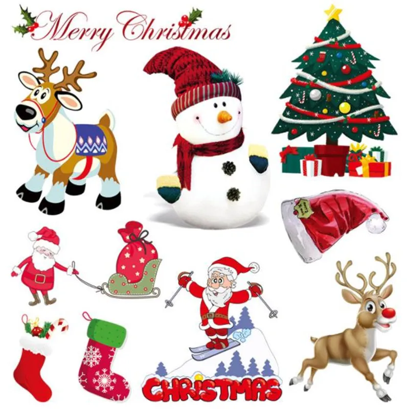 

ShinEquin Biker Patch deal with it Clothes Heat Transfer Printing Merry Christmas Iron on patches for clothing Kids PVC Stickers
