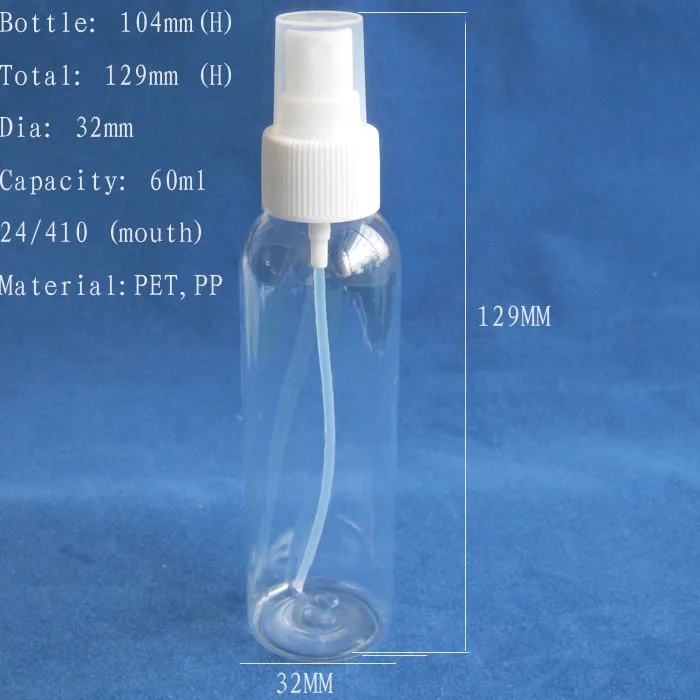 

50 x 60ml Pet Clear Plastic Spray Bottles Empty Refillable parfume Atomizer 2oz Transparent Plastic Mist Sprayer Containers