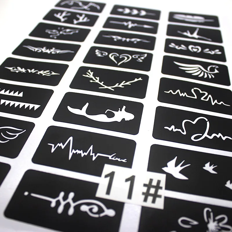 Airbrush Small Reusable Paint Tattoo Stencil Kit 6 Sheets Set 141pcs Temporary Glitter Tattoo Templates for Face Body Painting face painting template henna tattoo stencils