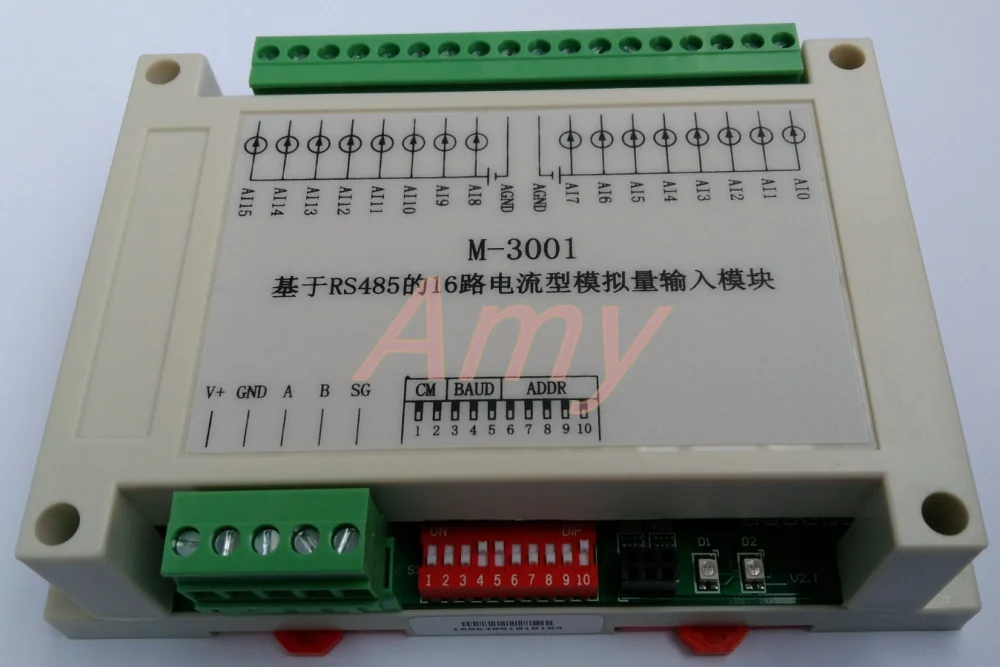 

M-3001 Modbus based 16 way current analog input module (4~20mA) plug and pull terminal