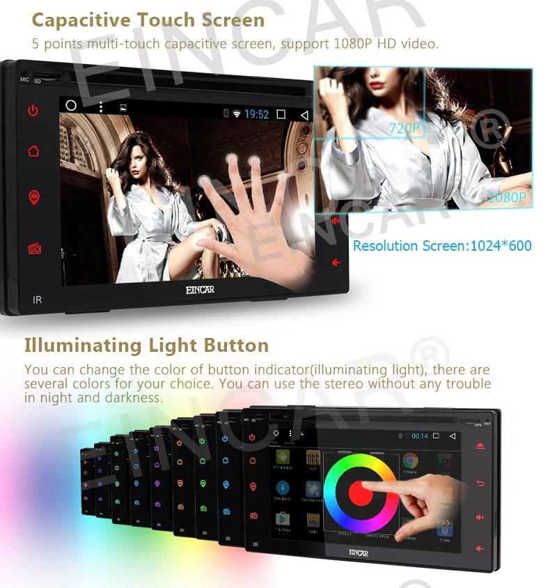 Excellent Android 6.0 4Core 6.2 inch 2Din Car DVD Player Stereo Radio Touchscreen GPS Wifi 4