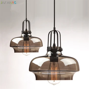 

JW_Nordic Vintage Glass Lampshade Pendant Lights Edison Bulb American Country Single Head Lamps for Dining Room Restaurant Cafe