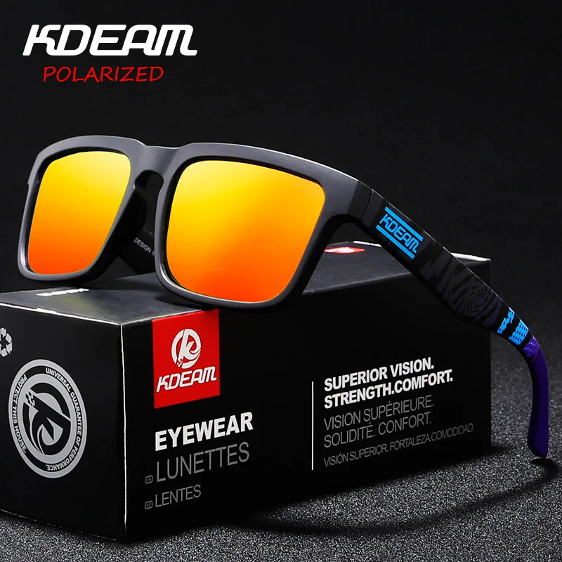 KDEAM Sports Style Polarized Sunglasses Men Fashion Outdoor Sun Glasses High Quality Polaroid Lens Goggles Male UV400 Gafas RX61