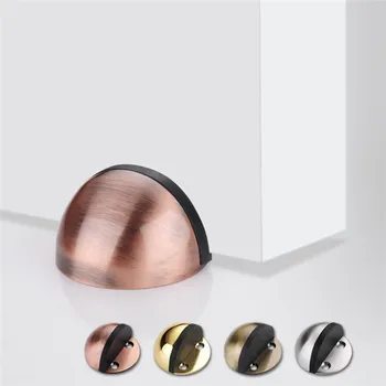 

3 Pcs/lot 45mm Floor-mounted Wood Door Stops with Screws Zinc Alloy Half Moon Door Stopper
