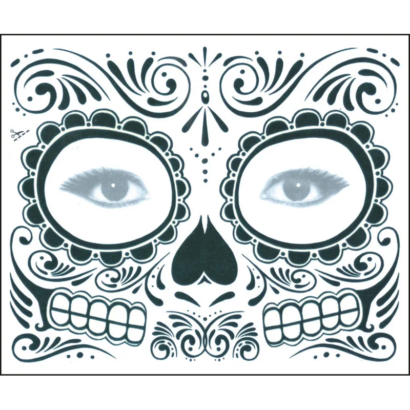 

Temporary Tattoo Stickers Long Lasting Full Face Mask Waterproof Disposable Makeup Tattoos Sticker For Halloween Party MV99