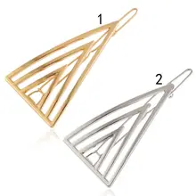 Boho минималистский выдалбливают заколки для волос для женщин Нежный большой маленький треугольник шпильки геометрической формы полированный металлический боковая челка заколки