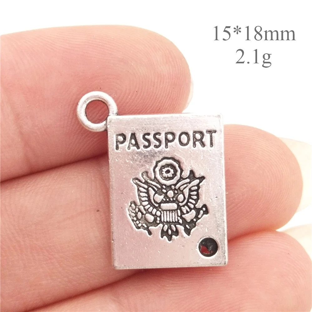 Подвеска для паспорта из цинкового сплава 15 х18 мм 2 1 Г|charm antique silver|charms antiquestamped charms |