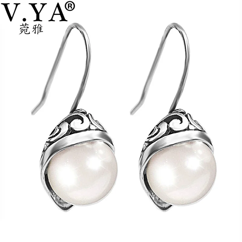 

V.YA New Arrival 100% 925 Sterling Silver Pearl Drop Earrings For Women Elegant Wedding Party Jewelry Bijoux