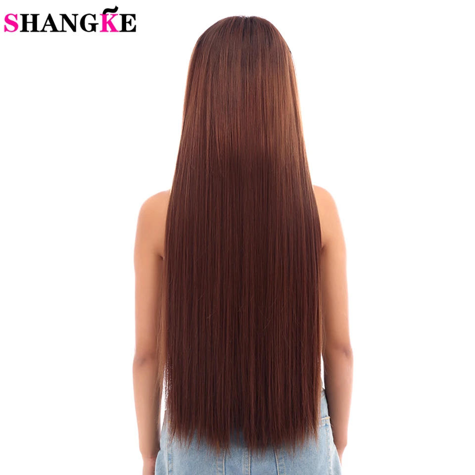 80cm 100cm Long Straight Women Clip in Hair Extensions Heat Resistant Synthetic Hair Piece Hairstyle SHANGKE