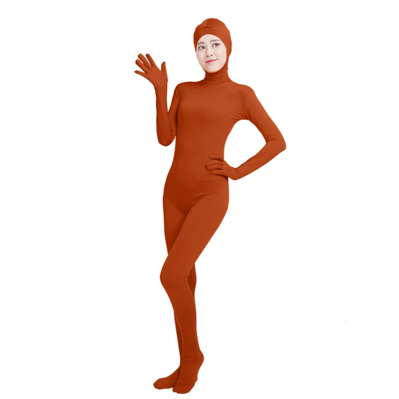 Ensnovo, женские костюмы Zentai, для взрослых, с открытым лицом, на все тело, спандекс, лайкра, колготки, черный Zentai, костюмы для косплея, боди - Цвет: Coffee