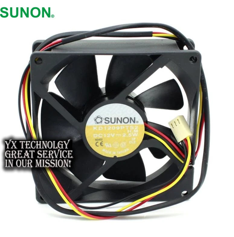 SUNON New 9225 KD1209PTS2 DC12V 2 5W Three Wire Speed Fan 9CM 92 92 