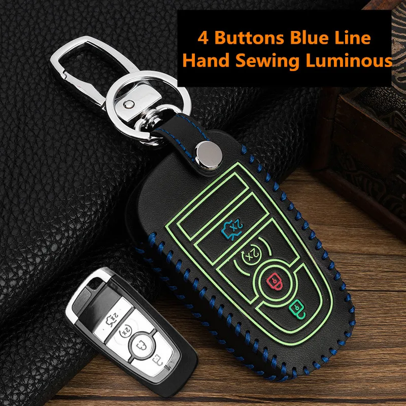 Luminous-Leather-Car-Styling-Key-Cover-Case-for-Ford-Fusion-Mondeo-Mustang-Edge-Expedition-EXplorer-2017