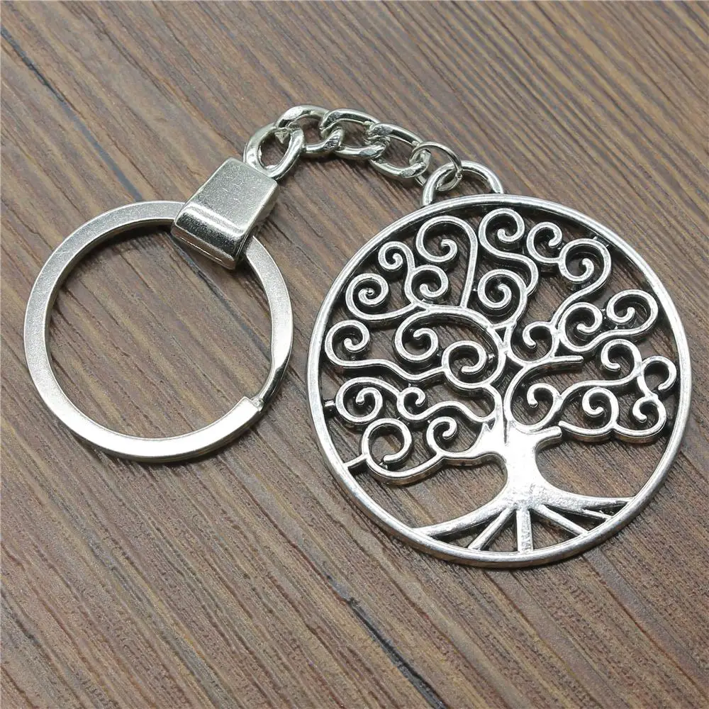 

Keyring Round Tree Keychain 47x42mm Antique Silver Round Tree Key Chain Party Souvenir Gifts For Women