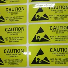 Антистатический Предупреждение Стикеры наклейка "осторожно" 25*55 мм 300 шт. Желтое покрытие Бумага с глянцевая пленка для статические чувствительные устройства
