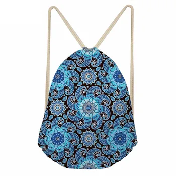 

Fashion Boho Style Pattern Woman Drawstring Bags Vintage Floral Design Girls Softback Backpacks Big Storage Sack BagSumka