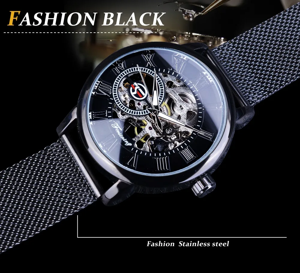 Montre squelette, bracelet maille