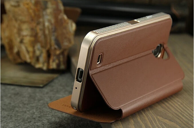 Защитный чехол-книжка FINEDAY из натуральной кожи с алюминиевой металлической рамкой на магните для samsung Galaxy S4 i9500, чехол для телефона