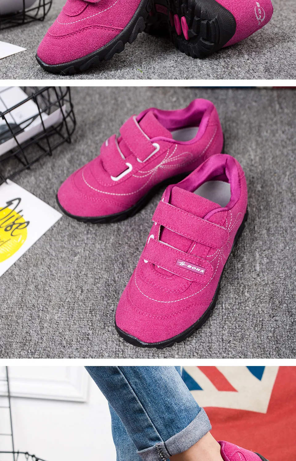 Bona New Arrival Hot Estilo Casual Meninas Calçados Hook & Loop Calçados Infantis Confortáveis Tênis Meninas Luz Suave Frete Grátis 20 China children shoes Suppliers