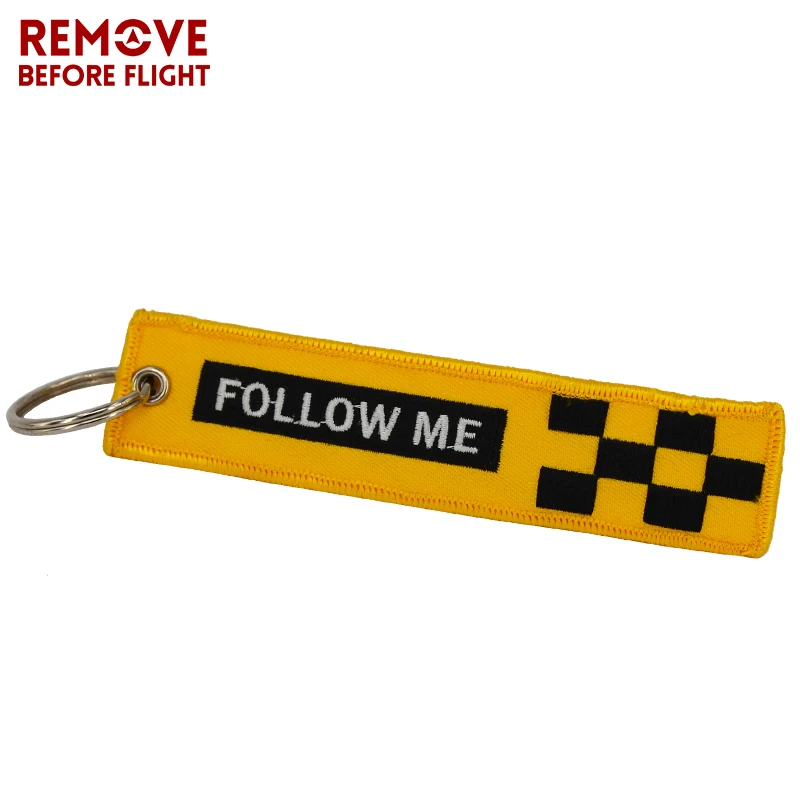 Remove Before Flight Key Chain FOLLOW ME OEM Keychain Jewelry Embroidery Safety Tag Aviation Gifts llavero Fashion Sleutelhanger1