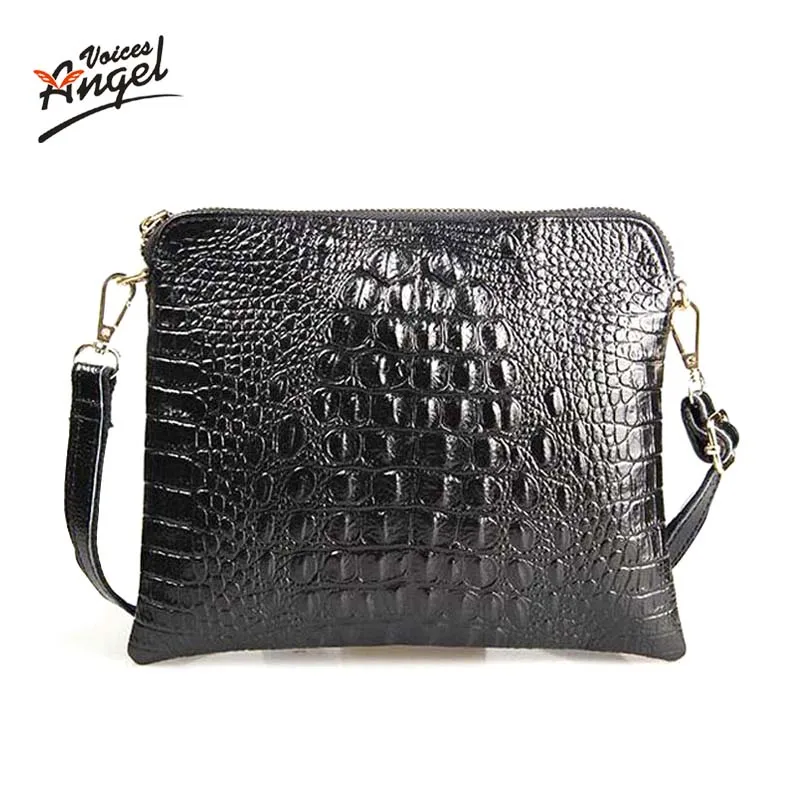 

Women Clutch Bags Vintage Split Leather Crocodile Pattern Envelope Shoulder Ladies Small Messenger Handbag Female Gift