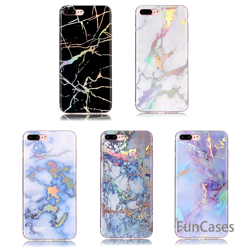 

Marble laser phone case For iphone 5s 5 SE 6 6s 7 Plus Fashion Painted Silicone soft cover For iPhone X 7 8 Plus Cases ohine