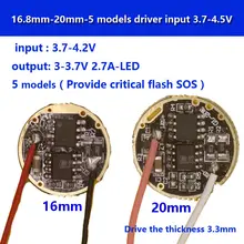 5 шт. cree xml светодиодный xml2 светодиодный T6 U2 драйвер 17 мм 20 мм 3,7-4,2 в 2.7A 5-режим Светодиодный драйвер для CREE XML светодиодный излучатель