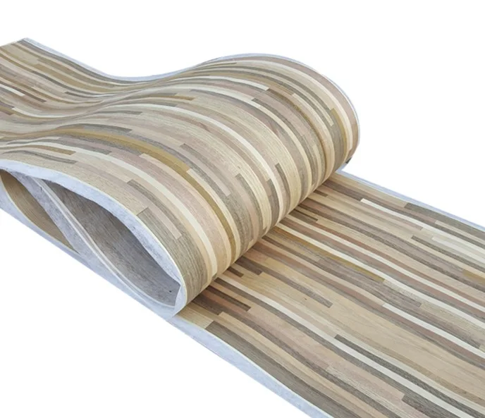 

L:2500mm. Width:420mm Thickness:0.3mm Wood color spliced wood veneer skin Furniture refurbishing background wall veneer