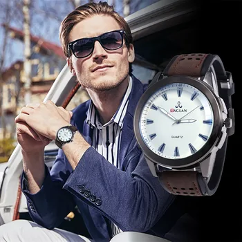 

Leather Strap Brand Luxury Quartz Male Wrist Watch Men's Business Casual Stainless Steel Mesh Belt Simple Dial Quartz Watch