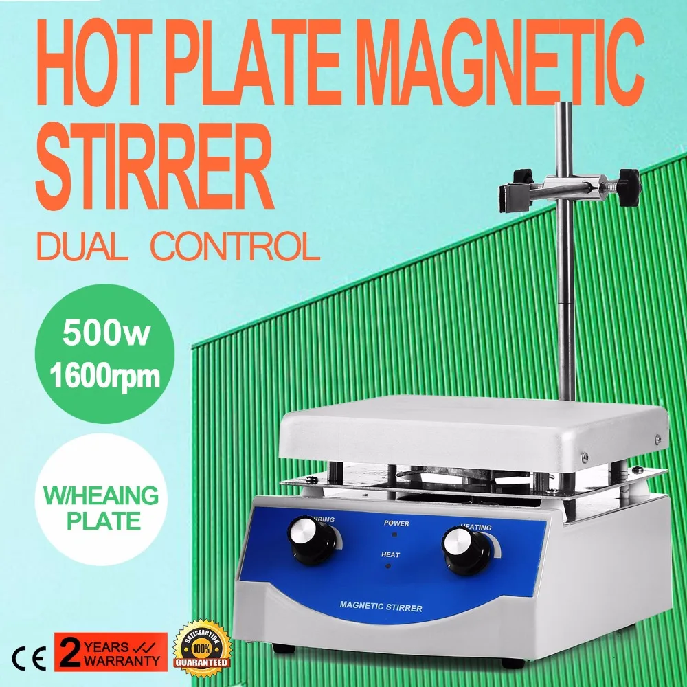 Горячей плиты магнитной мешалкой двойной Управление + 1 дюймов мешалку 500 Вт