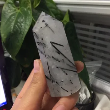 

A247 AAA+++ Natural Black Tourmaline Quartz Crystal Wand Healing Point Reiki Stone Birthday gifts