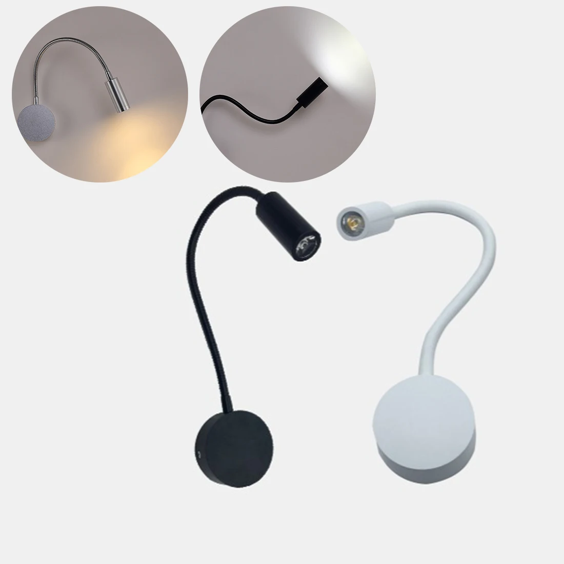 Регулируемый настенный светильник, гибкий настенный светильник 3 Вт для ...