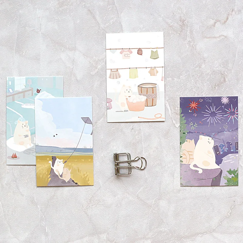 28 시트/세트 사랑스러운 고양이 일상 생활 미니 Lomo 인사말 카드 엽서/소원 카드/크리스마스와 새해 선물