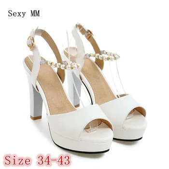 

Summer Pumps Women Peep Toe High Heels Party Wedding Platform Gladiator Sandals Woman High Heel Shoes Plus Size 34 - 40 41 42 43