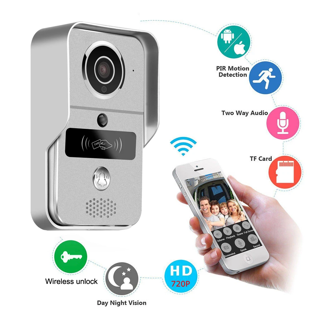 #*Cheap Smart 720P Home WiFi Video Door phone intercom Doorbell Wireless Unlock Peephole Camera Doorbell Viewer 220v IOS Android