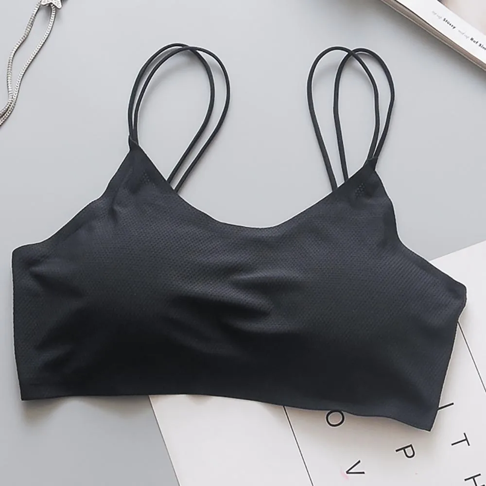 Women solid bralette crop top bra top breathable chest pad wearing chest pad wearing underwear strapless tube top #2S