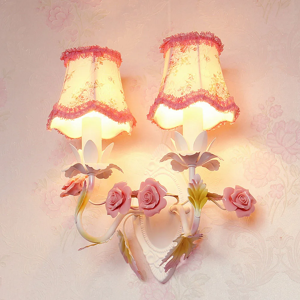 

Wrought Iron Wall Lamp E14 Cloth Wall Lighting Simple Corridor 110-220v Bedside Switch Button Flexible Wall Light Luminaria