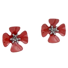 1 дюйм красная живопись маленький цветок мака серьги гвоздики ювелирные изделия памятные подарки