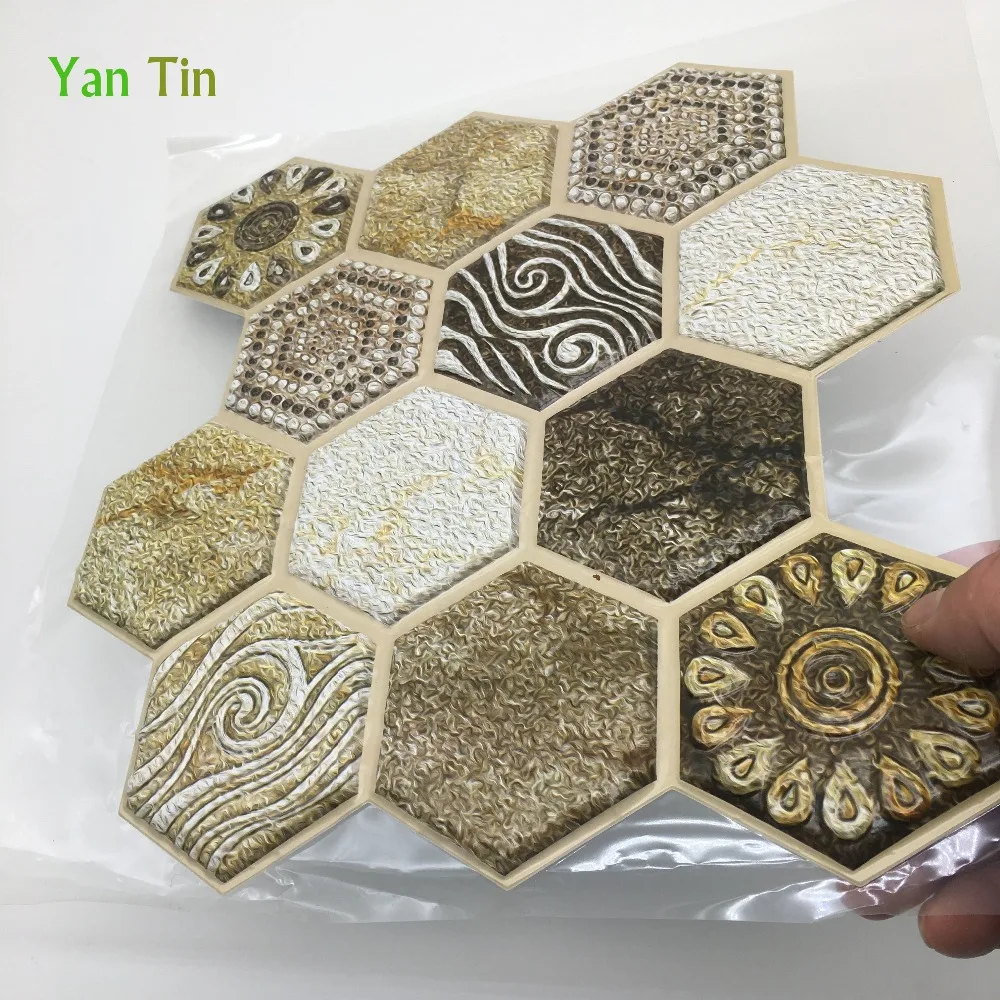 30*30 см * 1 шт. 3D Шестигранная тисненая плитка настенные наклейки для кухни ванной