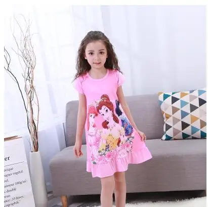 Одежда для детей; летние платья; пижамы для маленьких девочек; хлопковая ночная рубашка принцессы; Детская домашняя одежда; одежда для сна для девочек; детская ночная рубашка - Цвет: san ge gong zhu fen