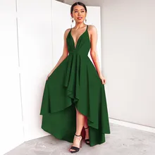 Party V-Neck Maxi Dress Summer Irregular Hem Plus Size Dress Casual Backless Sexy Dress red v neck long sleeves dress with irregular hem